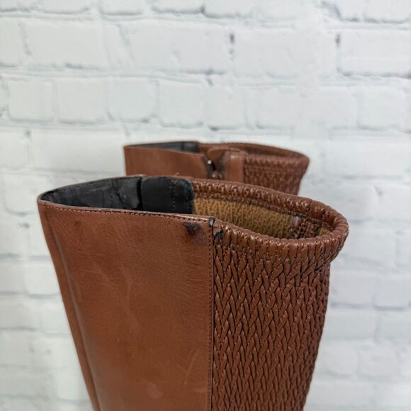 Cole Haan Riding Knee High Boots Size 9.5B Brown Equestrian Buckle Quiet Luxury - Picture 8 of 16